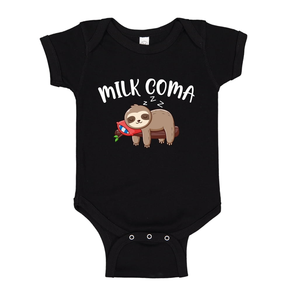 Milk Coma Sloth Baby Bodysuit One Piece NB Black - Walmart.com