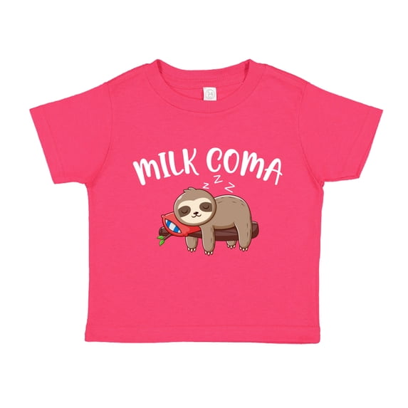 Milk Coma Sloth Toddler T-Shirt 2T Cyber Pink