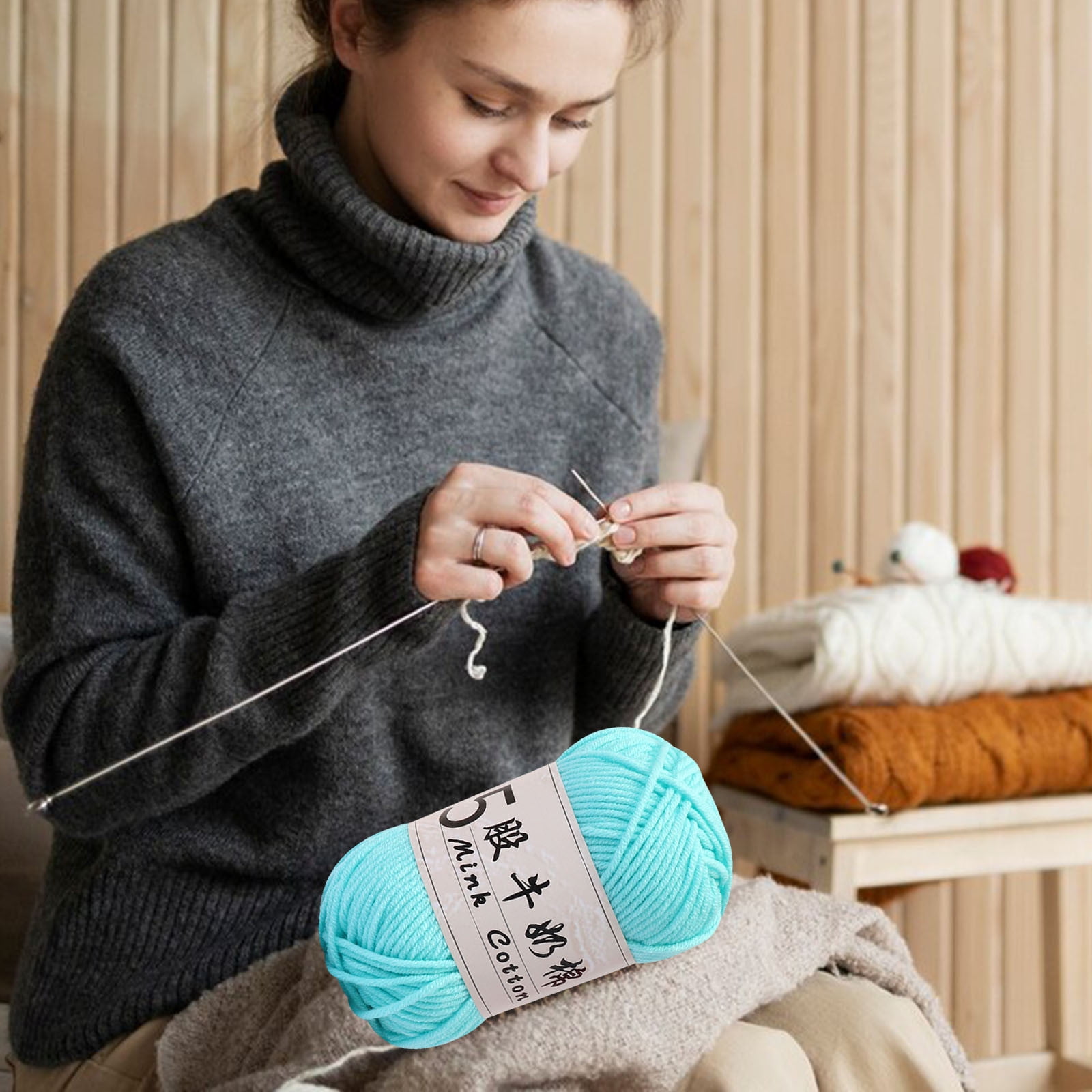 Milk Cotton Crochet Thread for DIY Knitting, 5 Strands Yarn for Baby ...