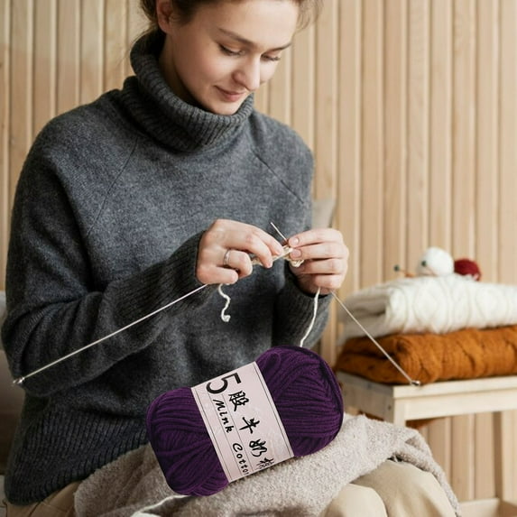 Milk Cotton Crochet Thread for DIY Knitting, 5 Strands Yarn for Baby Sweaters or Dolls, Soft Acrylic Wool Ball, 50g 325m, 4 Seasons Use