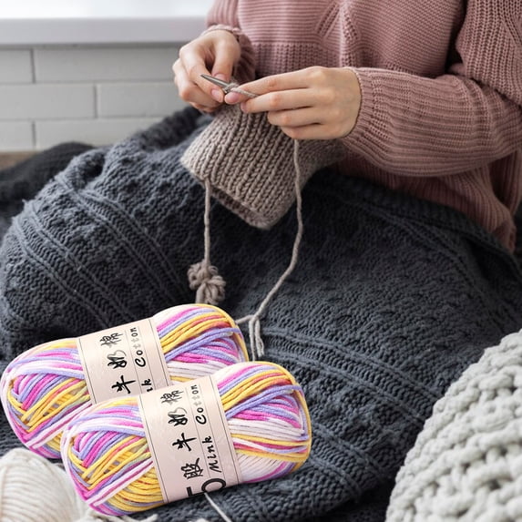 Milk Cotton Gradient Yarn for Crochet and Knitting, Soft 5-Strand Hand-Woven Wool Ball for DIY Dolls, Sweaters and Baby Crafts, Beginner-Friendly and Fade-Resistant