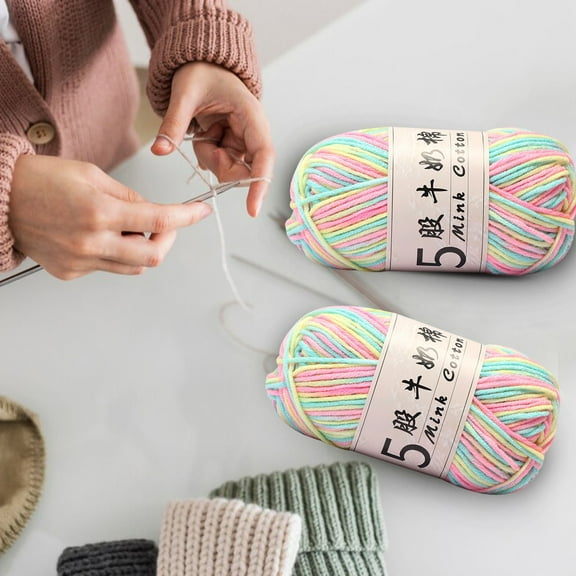 Milk Cotton Gradient Yarn | Hand-Woven Crochet Thread for DIY Crafts and Knitting | 50g Ball | 1mm Thick | 325m Length | Section-Dyed Wool Blend | Soft, Durable, Easy Care | Colorful for Sweaters