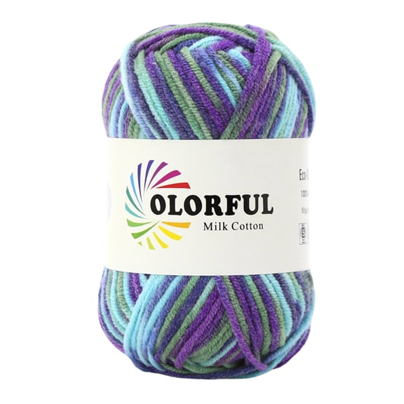 Milk Cotton Yarn 5 Strands Soft Colorful Gradient Crochet Thread Milk Fiber Multi-Color Dye for Hand Knitting Sweaters Blankets and DIY Craft Projects