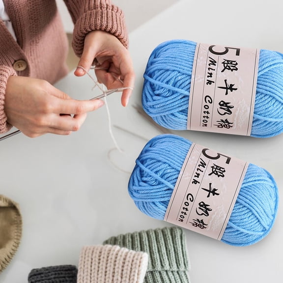 Milk Cotton Yarn Ball for Crochet Knitting | 5 Strand Handwoven Thread | 50g Sunlight Color | Acrylic Wool | 325m | Soft Durable for Sweater Doll DIY Crafts