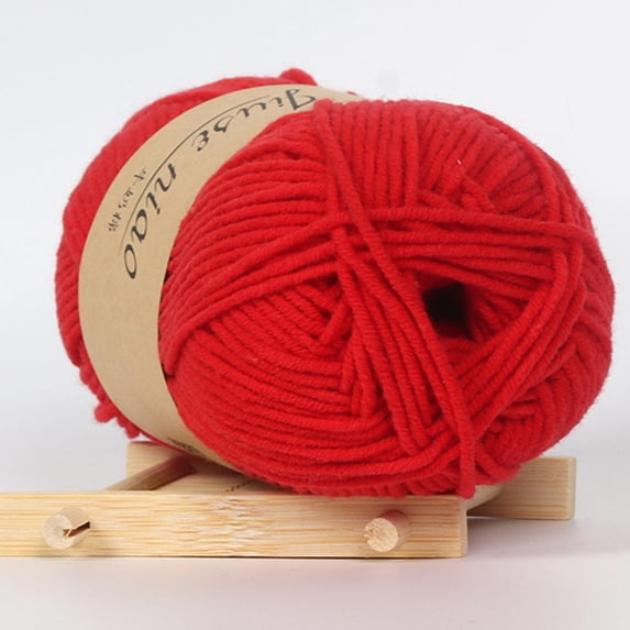 Milk Cotton Yarn for Knitting, Soft Cotton Yarn for Crochet and Knitting, Soft Breathable Wool for Crochet, DIY Yarn for Hat Scarf Sweater, Hand Knitting Thread for Beginners, Bright Red
