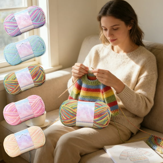 Milk Cotton Yarn Multicolor Tie Dye | Soft Thick Knitting & Crochet Yarn 175 Yards 100g | Durable Craft Thread for Blanket, Scarf, Sweater | Easy-Use, Bright Colors, 5.5"x3.1" Skein