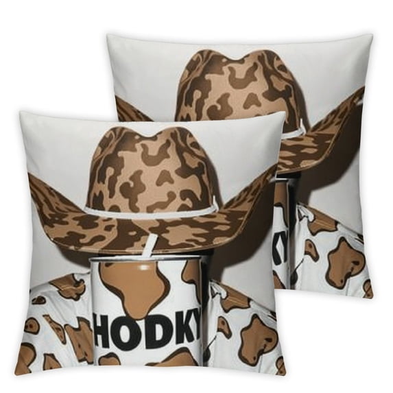 Milk Cow Throw Pillow Covers Soft Kids Glitter Hat Decorative Throw Pillowcases for Boys Teens Western Decor Pillow Cases Cushion Covers Brown Cushion Cases Room Decor