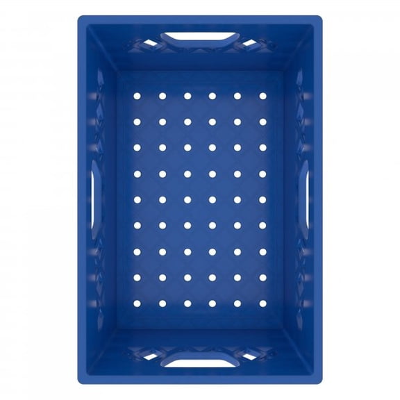 Milk Crate 12QT Half Rectangle , 19 x 13 x 6.5 Inches, (Blue)