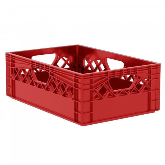 Milk Crate 12QT Half Rectangle , 19 x 13 x 6.5 Inches, (Red)