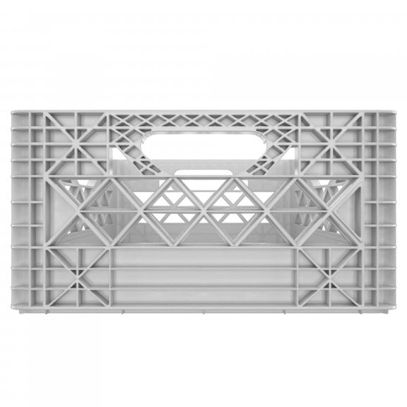 Heavy-Duty Plastic Mini Super Storage Crate, White, 14.5x14.5x7.5 Inches, 250 lbs Capacity