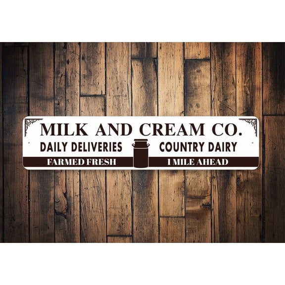 Milk And Cream Co Sign Cream & Co Sign Custom Farm Sign Farming Gift Farm House Decor Farmer Only Sign Farm Kitchen Gift Kitchen Sign - Size: 16 x 4 Inches