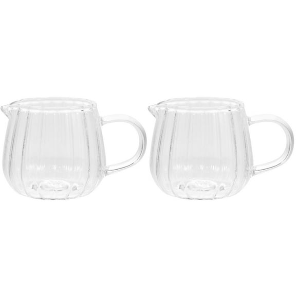 Milk Cup Coffee Creamer Mini Glass Pitcher 2 Pieces Small Clear Mug Ceramic Pot Condiment Container
