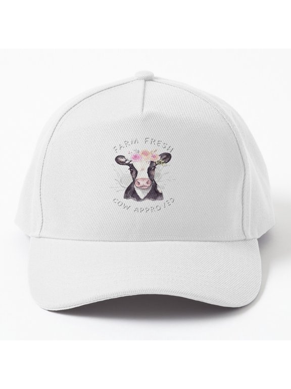 Milk Farmer Baseball Cap, Farm Fresh Cow Approved Agriculture Graphic Design, Classic Hat