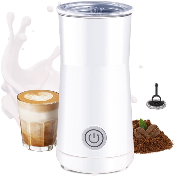 Milk Forther Simple Milk Frother and Steamer 2-in-1 Milk Steamer with Hot Milk Foam and Hot Milk for Latte, Macchiato, Cappuccinos, White Medium