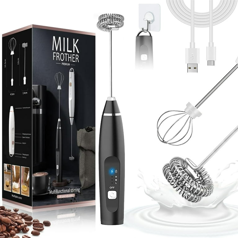 Milk Frother Handheld Foam Maker for Lattes, Whisk Drink Mixer for Coffee,  Mini Foamer Blender and Electric Mixer Coffee Frother for Cappuccino