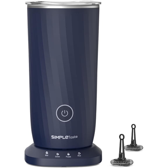Milk Frother, 4-in-1 Electric Milk Frother and Steamer, Automatic Warm and Cold Foam Maker and Milk Warmer for Latte, Cappuccinos, Dark Blue