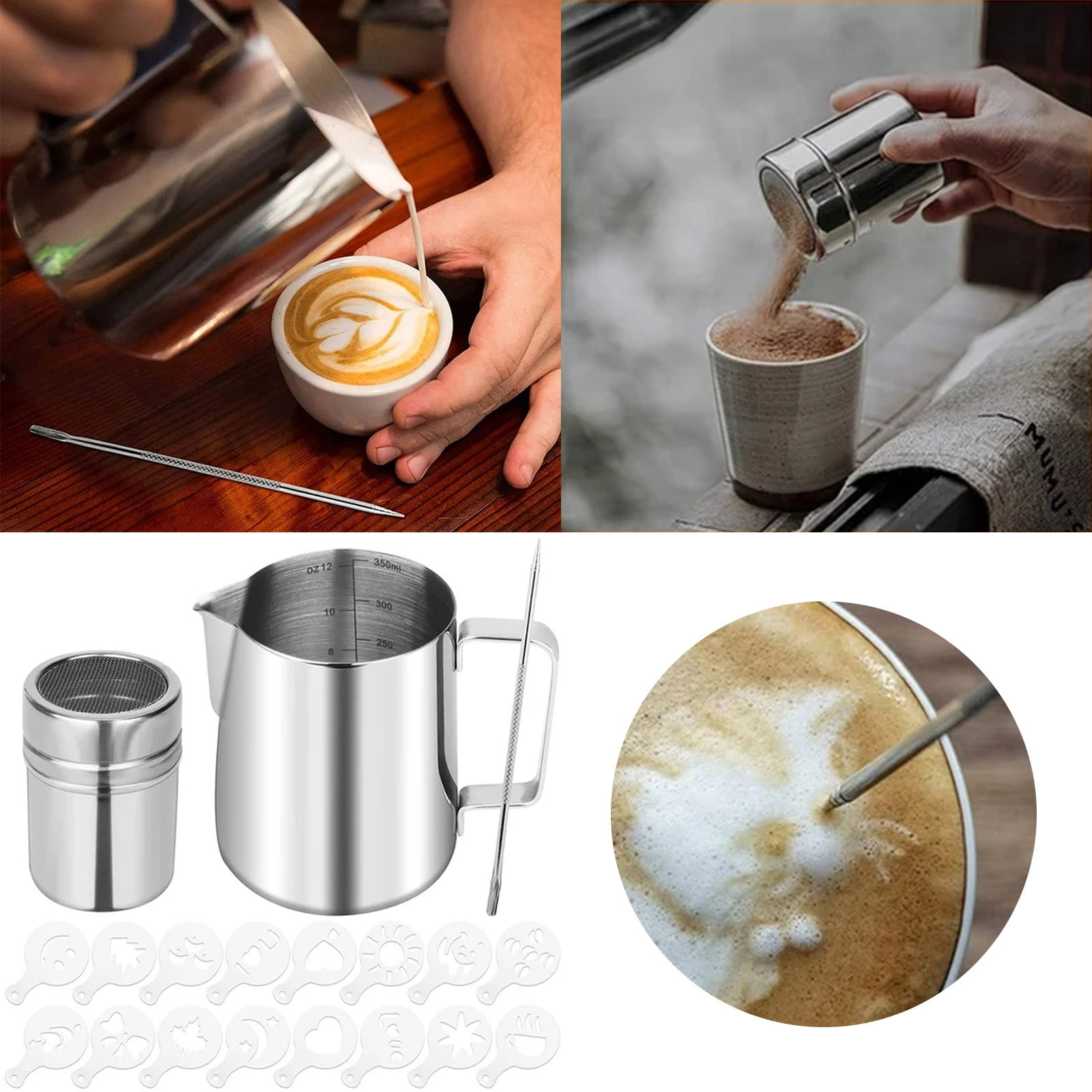 Milk Frother Cup 12oz/350ml Stainless Steel Milk Frothing Pitcher With