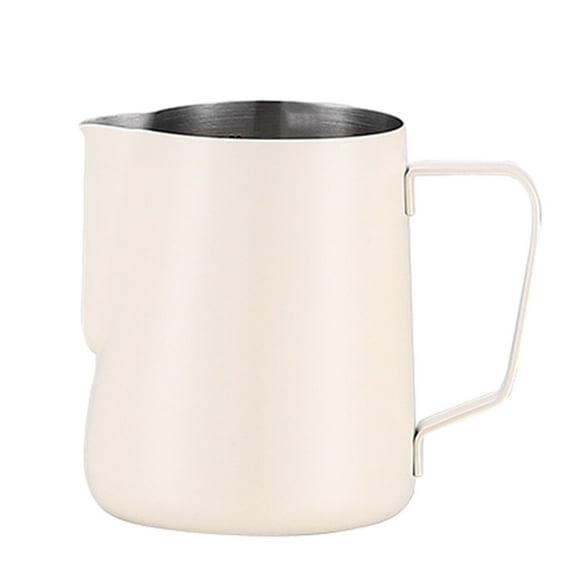 Milk Frother Cup,Milk Frothing Pitcher,Milk Frothing Pitcher,Steaming Pitchers Stainless Steel Milk/Coffee/Cappuccino/Latte Art Barista Steam Pitchers Milk Jug Cup with Art Pen(White 20oz)