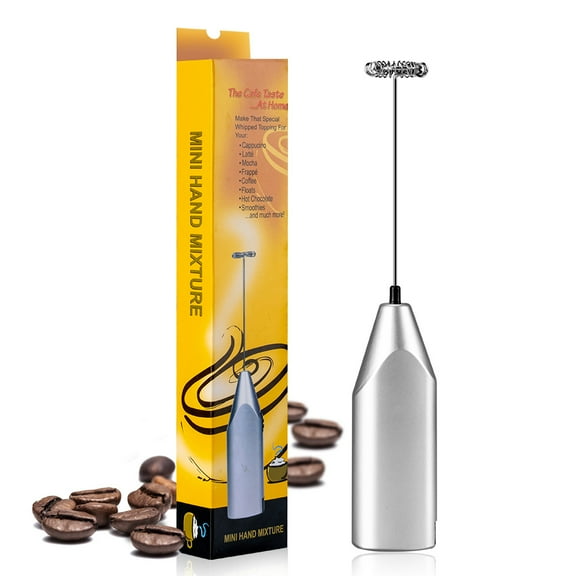 Milk Frother Egg Beater Electric Spring Head Milk Bubble for Large Cup Of Milks Thick Creamy Foam Hot Cold Drinks Latte Cappuccino Foamed Coffee Drink, Silver