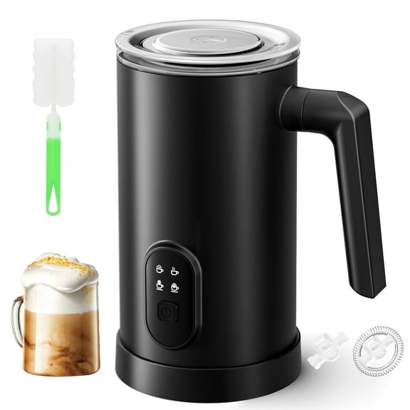 TINANA Electric Milk Frother, 4-in-1 Automatic Foam Maker & Milk Steamer, 12oz/350ml Warm and Cold Frother for Coffee, Latte, Cappuccino, Hot Chocolate