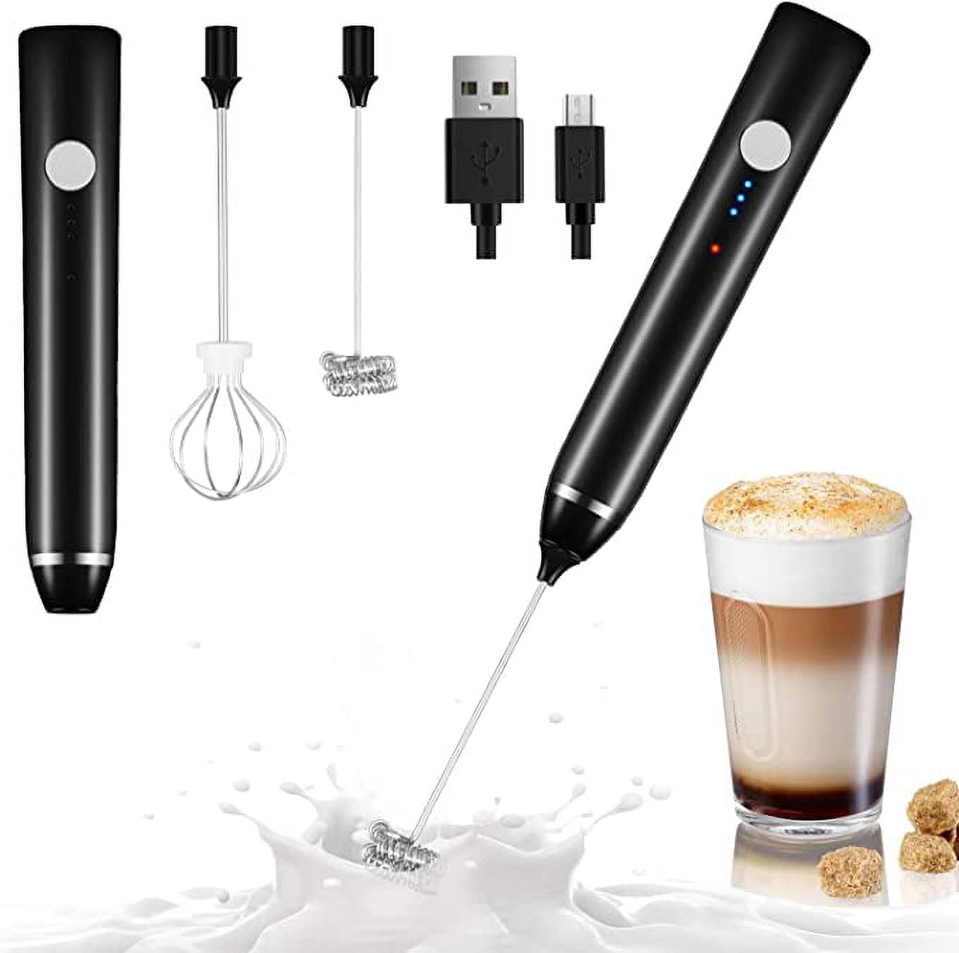 Delm Milk Frother Electric USB Stainless Steel Accessory (Black)