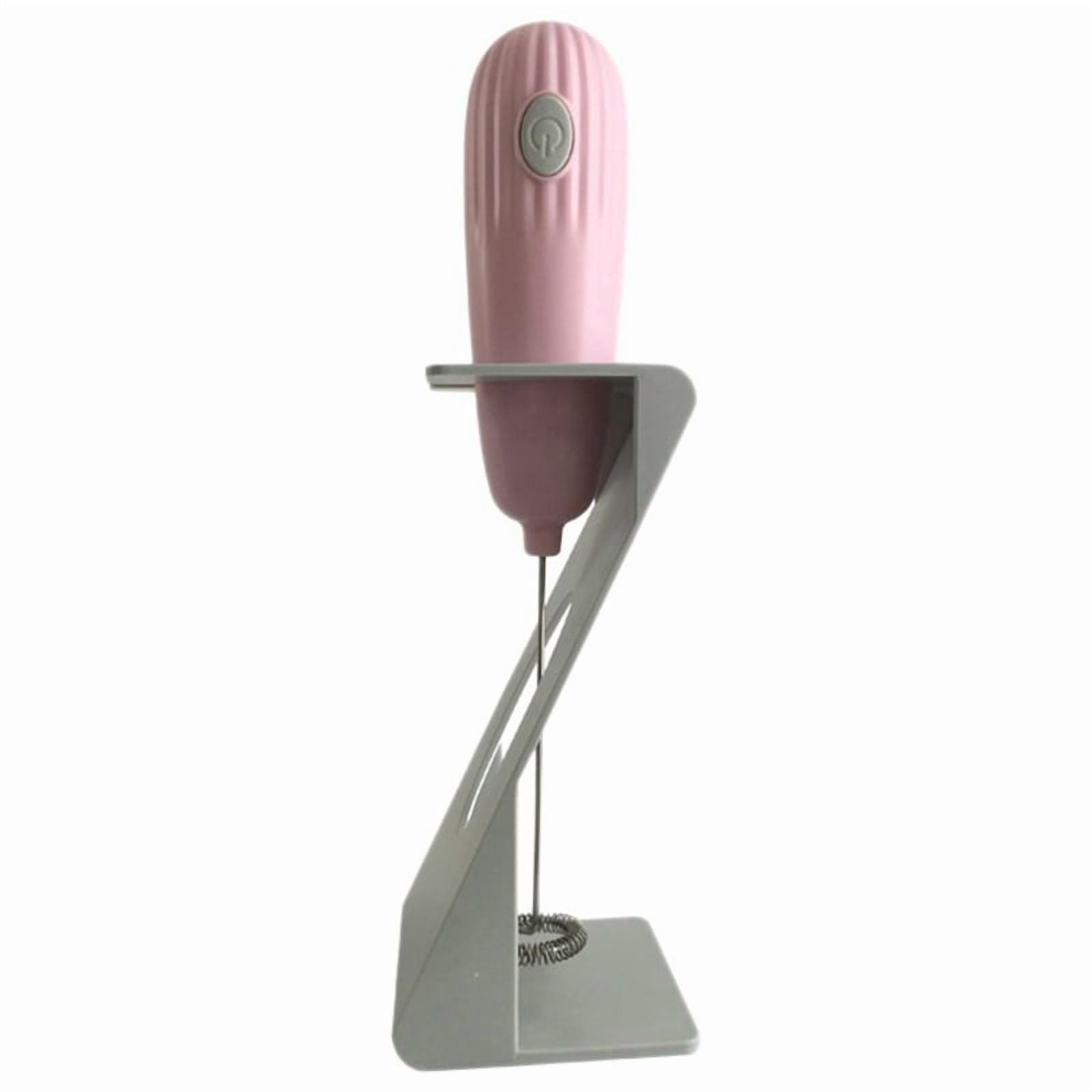 Milk Frother Handheld Electric Whisk Foamer Maker for Coffee Latte Hot Chocolate Cappuccino Egg Mixer Blender Stand,Pink