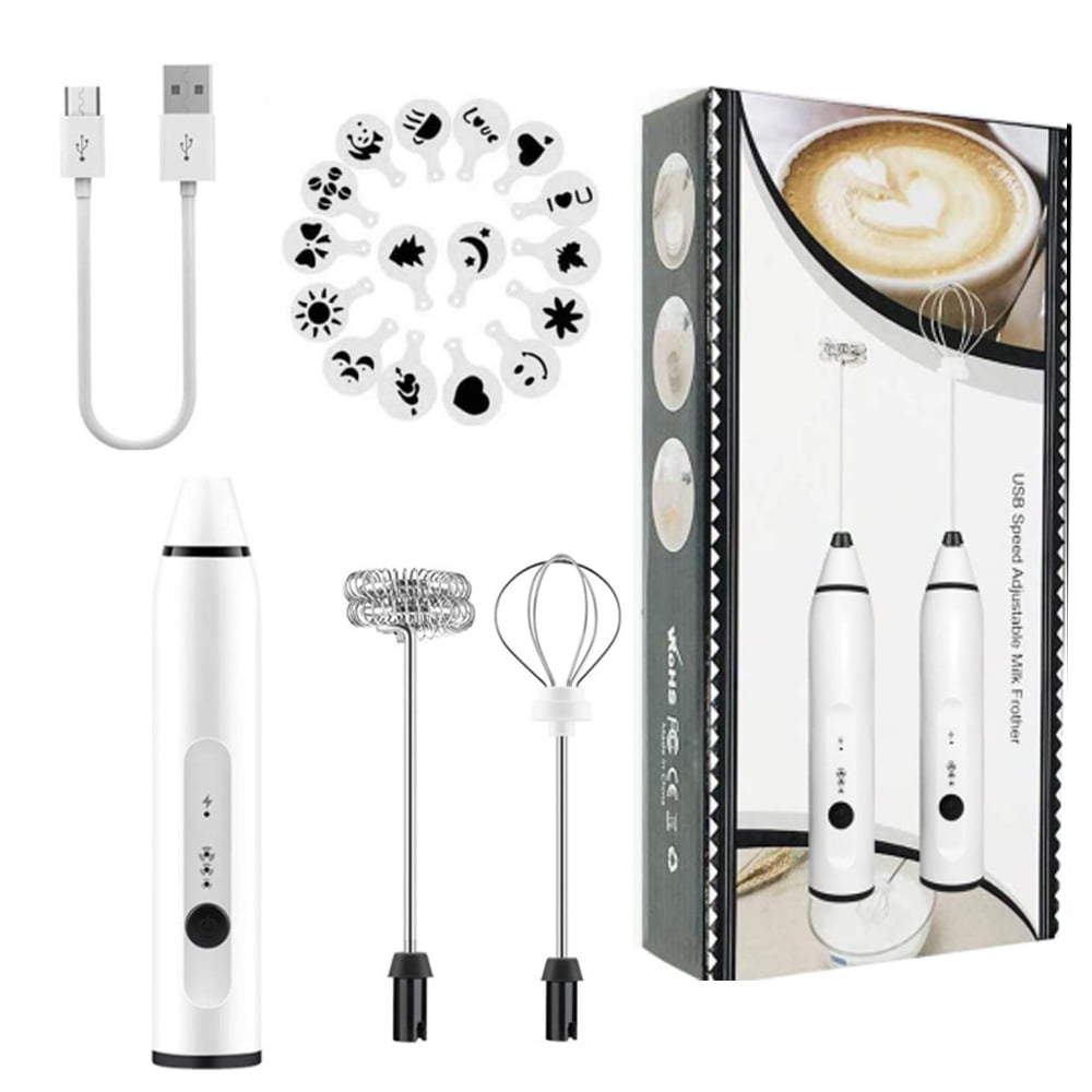 MESOCO Milk Frother Handheld Foam Maker USB Rechargeable Coffee Frother with 2 Stainless whisks,3-Speed Adjustable Mini Blender for Cap