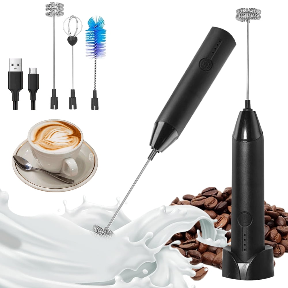 Electric Milk Frother with Double Whisk, USB Rechargeable 2 in 1 Milk Foam  Maker for Coffee Latte Cappuccino Egg Beating