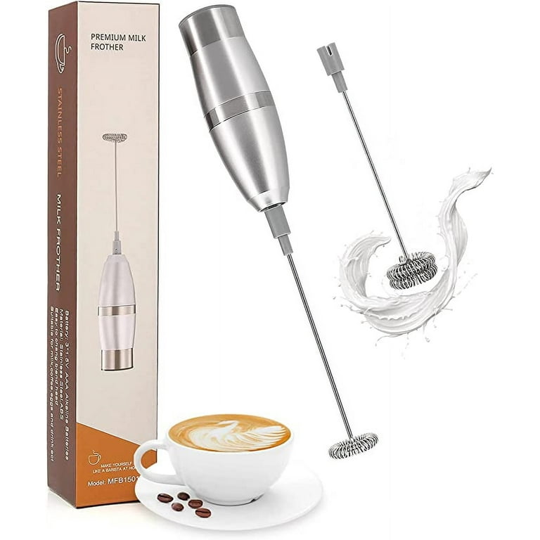  Powerful Double Whisk Milk Frother - Handheld Coffee Blender  Frother for Lattes - Electric Whisk Mini Mixer, Milk Foamer Drink Stirrer,  Foam Maker for Coffee, Frappe, Matcha, Cappuccino (Black): Home 