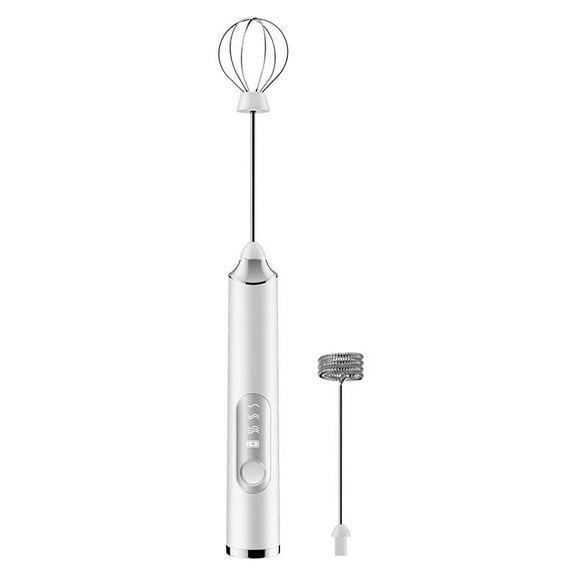 Milk Frother Handheld, Rechargeable Coffee Frother Wand with 2 Stainless Whisks 3 Speeds, Drink Mixer, Electric Foam Maker, Hand Mixer for Lattes, Cappuccino, Matcha, Egg, White