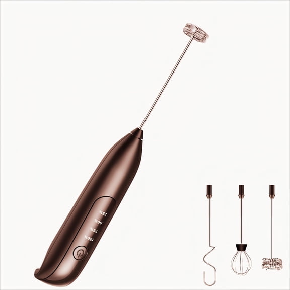 Milk Frother Handheld Rechargeable, Frother Wand Drink Mixer Electric Whisk for Coffee, Detachable With 3 Stainless Whisks, Hand Mixer for Lattes, Cappuccino, Matcha, Egg Y101