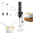 thumbnail image 1 of Milk Frother Handheld,Rechargeable Frother Wand Hand Mixer Electric Handheld for Coffee,Electric Whisk With 3 Stainless Whisks 3 Speeds Stand,Hand Mixer for Lattes,Cappuccino,Matcha,Egg,Black, 1 of 7
