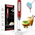 thumbnail image 1 of Milk Frother Handheld Rechargeable with Stand, Frother Wand Drink Mixer Electric Whisk for Coffee, Detachable With 3 Stainless Whisks, Hand Mixer for Lattes, Cappuccino, Matcha, Egg, Red, 1 of 13
