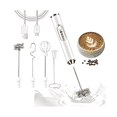 thumbnail image 1 of Milk Frother Handheld Rechargeable with Stand, Frother Wand Drink Mixer Electric Whisk for Coffee, Detachable With 3 Stainless Whisks, Hand Mixer for Lattes, Cappuccino, Matcha, Egg, White, 1 of 7