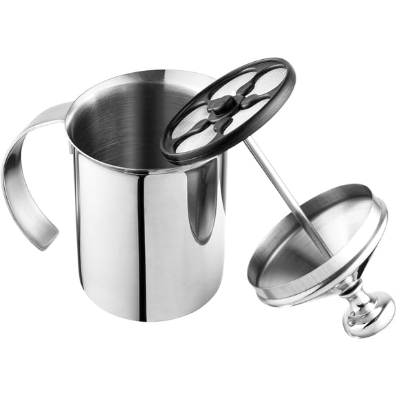 Milk Frother Handheld, Thick, Creamy Milk Foam Maker, Warm & Cold Milk Foamer | Stainless Steel Hand Held Frother for Coffee, Latte, Cappuccino, Frappe, Matcha, Hot Chocolate, 14 oz.