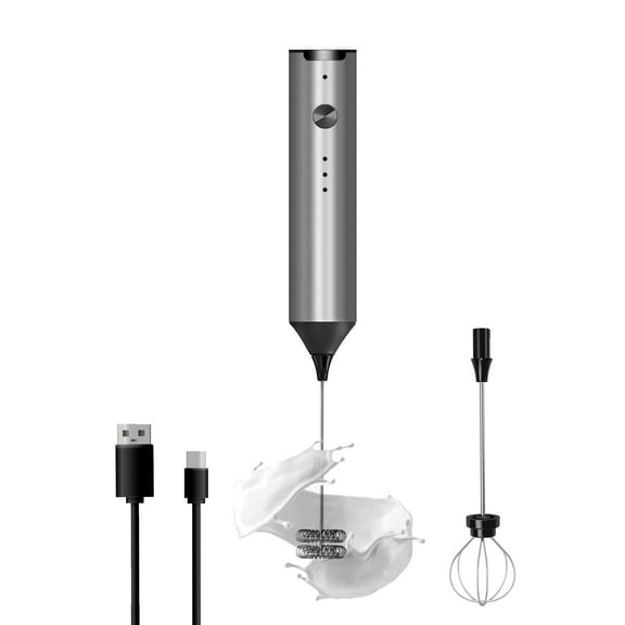 Milk Frother Handheld, Type C Rechargeable Electric Whisk Coffee Frother Mixer for Coffee, 3 mixing Speeds Mini Milk Foamer Drink Mixer with 2 Whisks for Coffee Matcha Frappe Latte Cappuccino