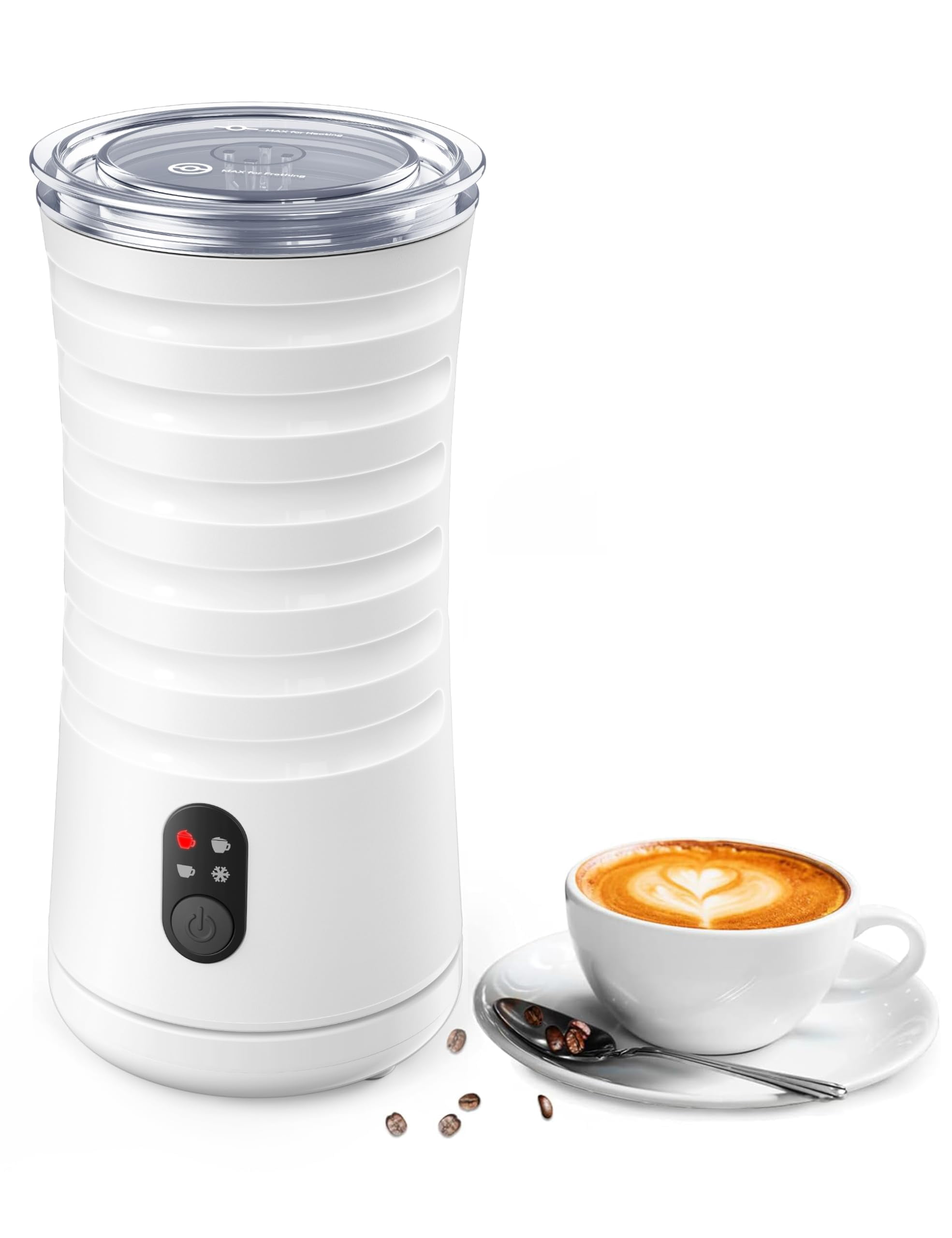 Paris Rhône Milk Frother, 4-in-1 Milk Steamer and Frother, Hot & Cold Foam Milk Warmer with Temperature Control, Auto Shut-Off Frother for Coffee, Latte, Cappuccino, Macchiato