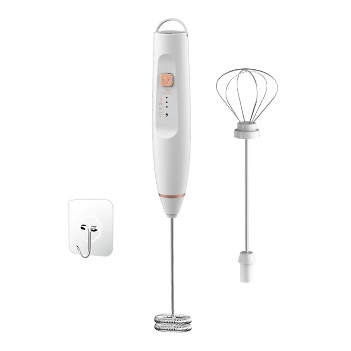 Milk Frother Mixer Rechargeable Handheld for Coffee with 2 Whisks,USB Electric Hand Blender Stick,3 Speed Wand-A