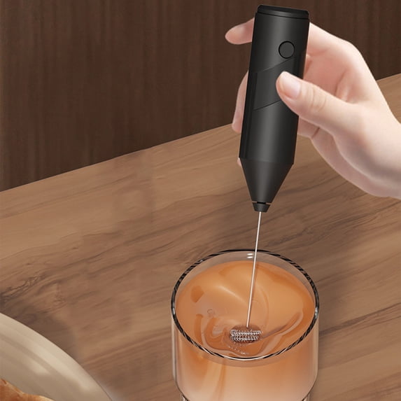 Milk Frother, Portable Battery Powered Mini Coffee Maker, 15 Second Fast Foam Handheld Creamer Whisk for Cappuccino Latte Art, Black