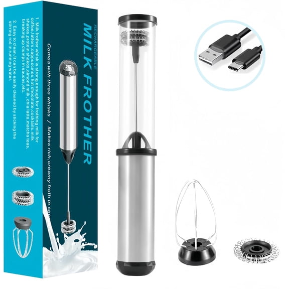 Milk Frother Rechargeable Handheld - Electric Whisk/Frother Wand for Coffee, Cappuccino, Latte, Protein Powder, Matcha
