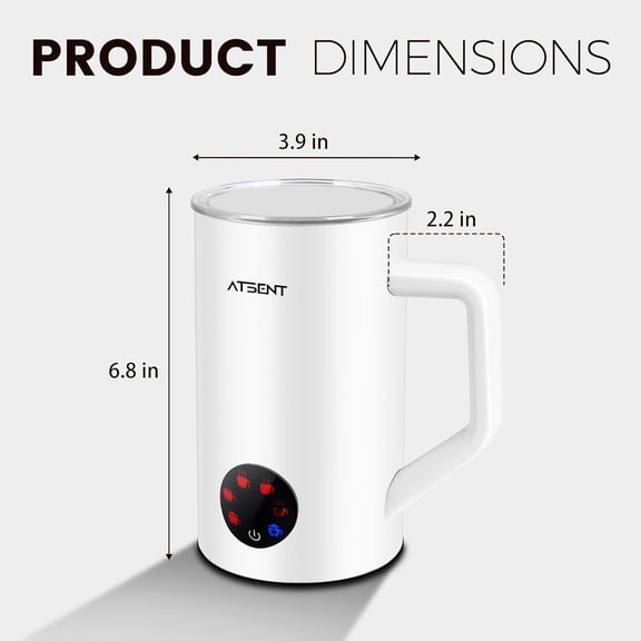 Milk Frother and Steamer, 6-in-1 Hot and Cold Foam Maker, Electric Milk Steamer with Auto Shut-Off and Milk Warmer for Coffee, Latte, Cappuccino, Hot Chocolate, (White)