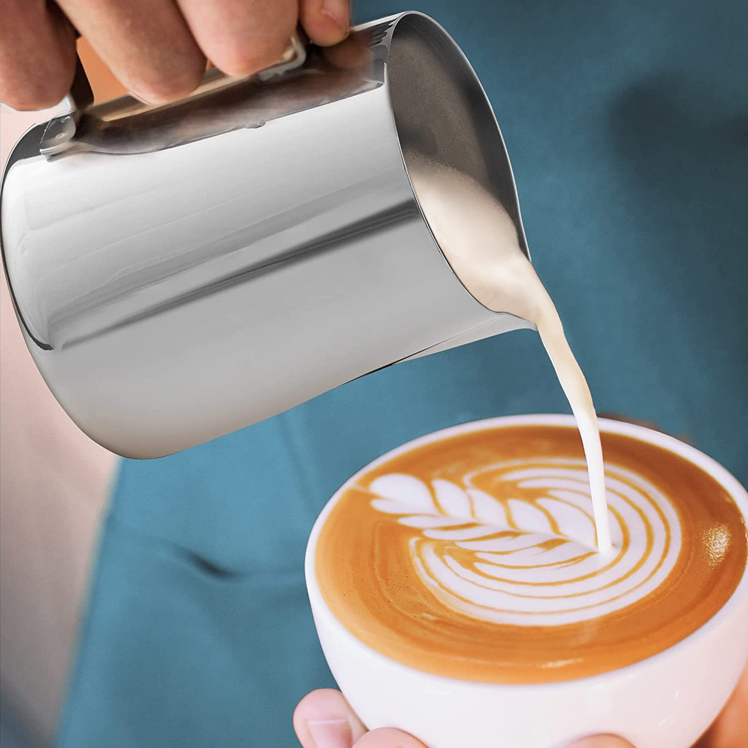 Milk Frother Steamer Cup Frothing Pitcher Easy to Read Creamer Measurements Inside Foam