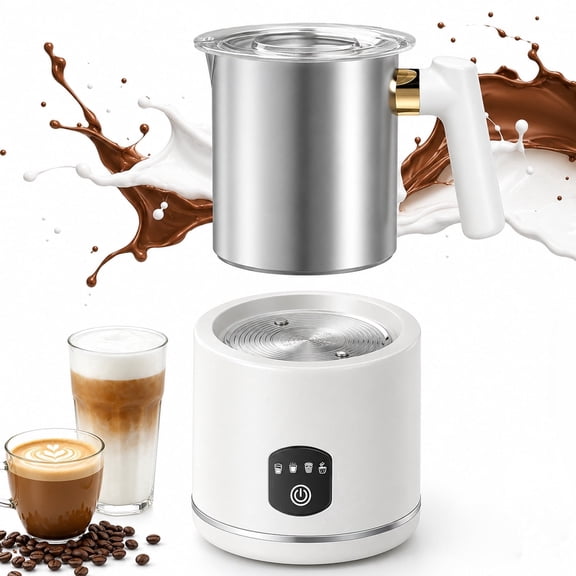 Naeqieo Electric Milk Frother and Steamer, 24.7 oz Detachable Stainless Steel Jug, 4-in-1 Automatic Milk Warmer for Latte Cappuccino Hot Chocolate, Dishwasher Washable, Dairy & Plant Based Milk