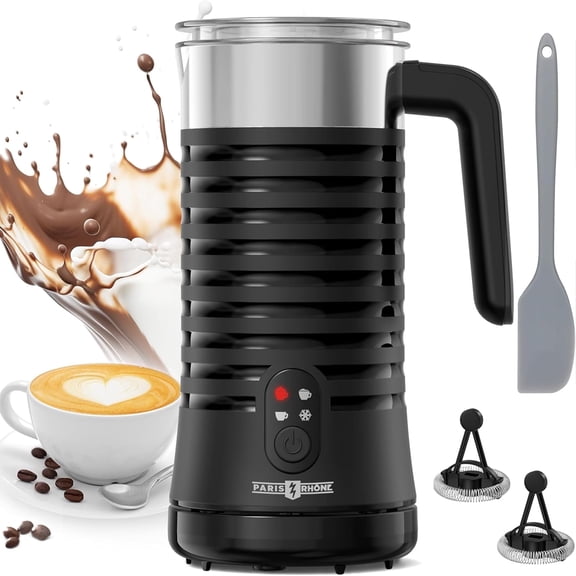 Milk Frother and Steamer, Paris Rhône 4-in-1 Milk Frother,Electric Milk Frother Hot& Cold Foam Temperature Control, Auto Shut-Off Frother for Coffee Latte