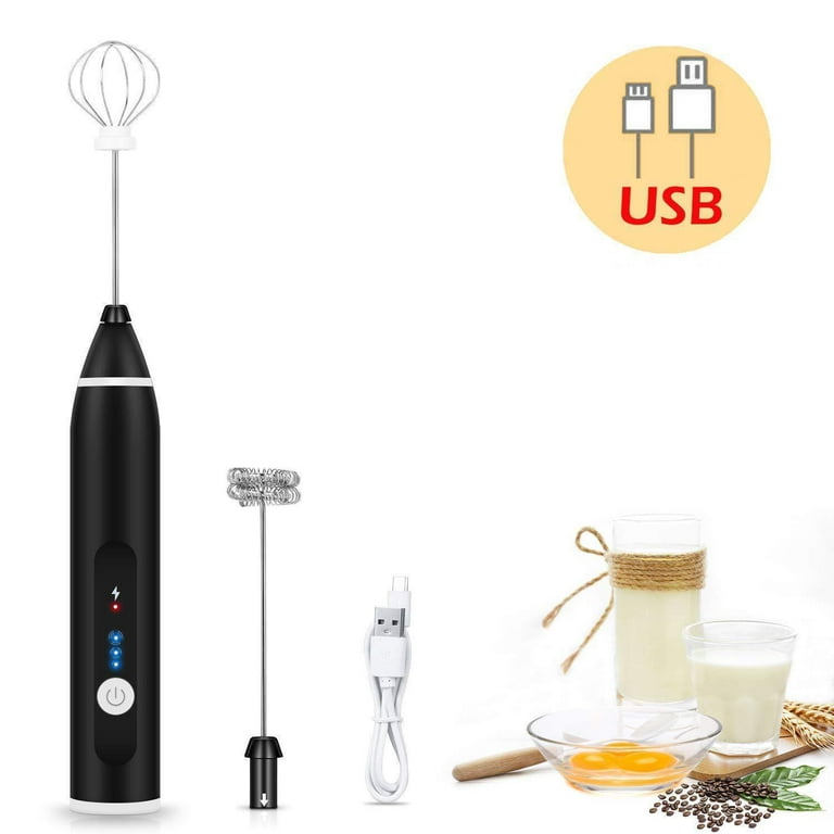 Milk Frother, USB Rechargeable 3 Speeds Mini Drink Mixer Electric Coffee Frother Hand Held - Egg Beater, Mini Foamer for Cappuccino,Lattes, Matcha