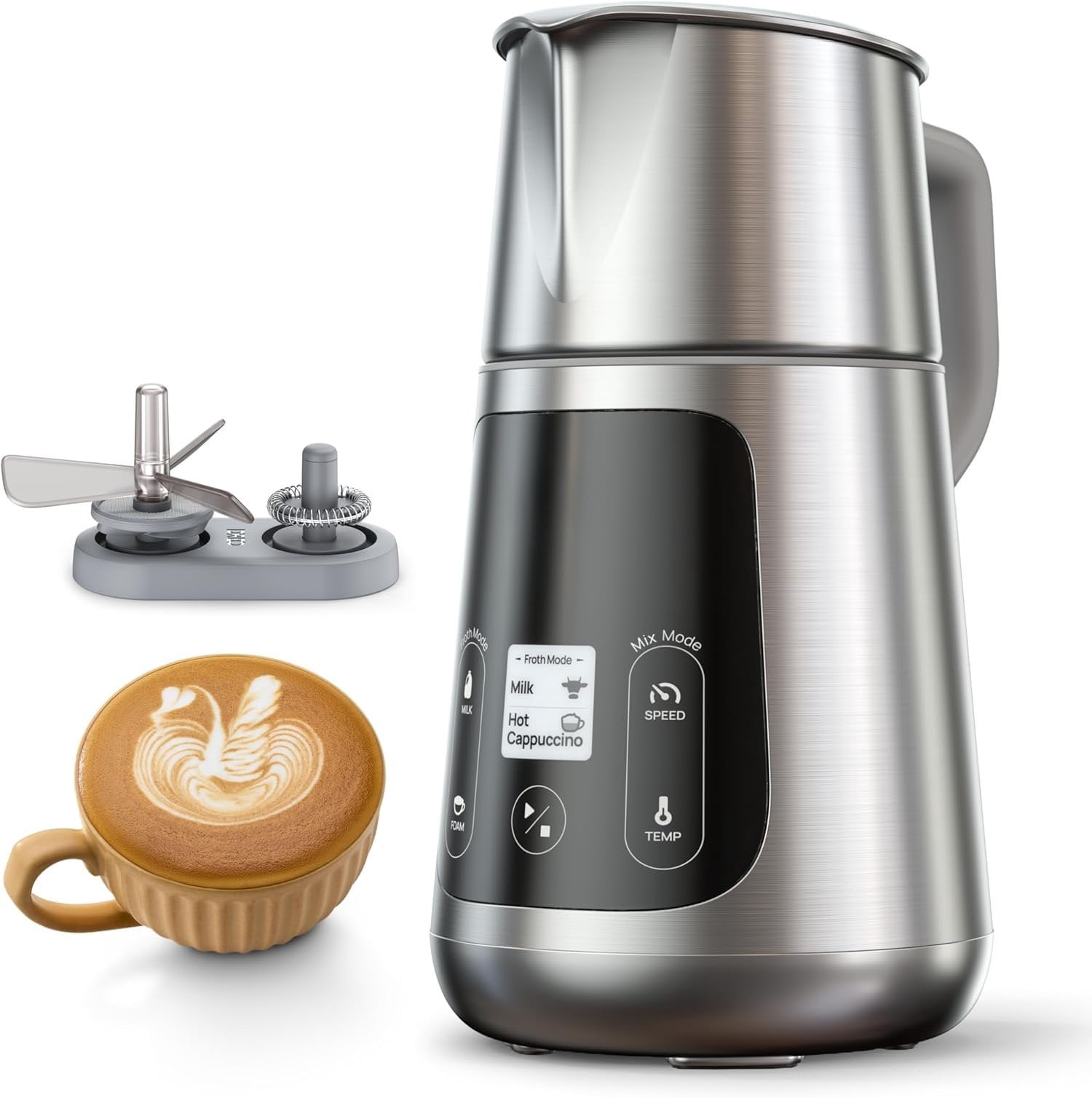 Milk Frother [Upgraded], -in-1 Electric Maker for Coffee, 15oz/450ml ...