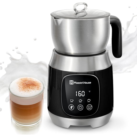 Milk Frother, Variable Temp and Froth Thickness DualFro 600 Milk Frother Steamer, 21OZ Smart Touch Control Milk Warmer, Dishwasher Safe, Memory Function for Latte&Hot Chocolate (Black)