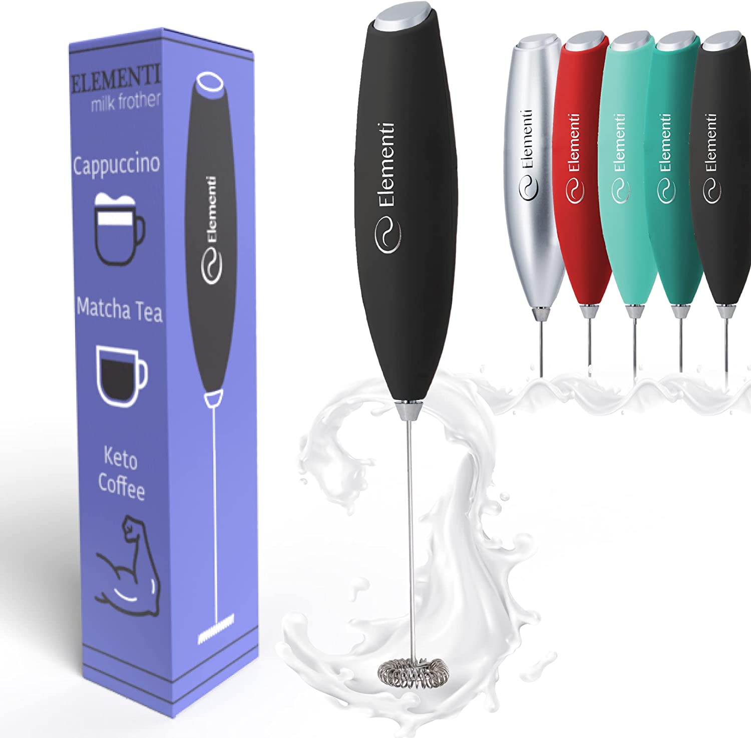 Milk Frother Wand & Drink Mixer Handheld, Protein Mixer, Milk Frother