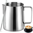 thumbnail image 1 of Milk Frothing Pitcher, 12 oz Stainless Steel Espresso Latte Cup, Steamer Froth Pitchers Milk Jug Cup, Milk Frother Cup, Espresso Machine Accessories Barista Tools Jug for Coffee with Latte Art Pen, 1 of 8