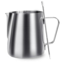 Milk Frothing Pitcher,12oZ Milk Frother Cup Stainless Steel Jug Steaming Pitcher,Espresso Machine Accessories,Milk Coffee Cappuccino Latte Art,Steam Pitchers Milk Jug Cup with Art Pen